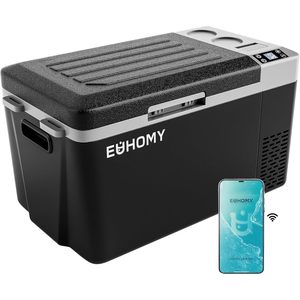 EUHOMY 24Qt Electric Cooler 12V 24V DC 100-240V AC Car Fridge With App Control Multifunction <b>Refrigerator</b> BlackWhite - Product Image 1