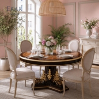 Mesa de Comedor Redonda Chateau Compass-Rose |   Mesa de Pedestal de Lujo con Marquetería Clásica Francesa - EKAR