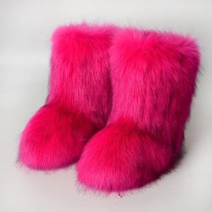 Unisex Faux Fluffy <b>Fur</b> Breathable Snow Boots Set High Winter Warm with Matching Purse and <b>Headband</b> - Product Image 6