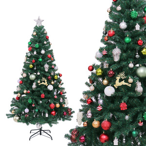 Arbre de Noël artificiel festif avec des ornements multicolores étoile support robuste branches réalistes pour la décoration de Noël à la maison - Product Image 1