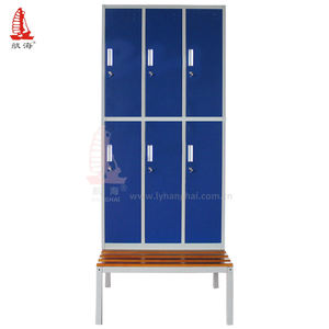 Casillero de metal que ahorra espacio con 6 puertas y asientos de banco - Product Image 1