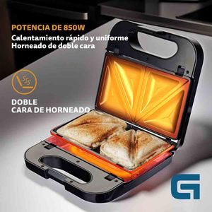 Grill à sandwich San-Multing 850W en acier inoxydable avec 3 plaques amovibles pour faire des toasts et des gaufres - Product Image 2