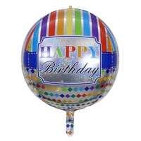 Ballons en aluminium métallique 4d de 22 pouces, sphère dégradée, arc-en-ciel, pour la décoration de fête d'anniversaire, vente en gros