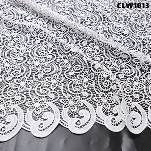 Elegante blanco soluble en agua tela de encaje bordado Sexy hueco tejido guipur cordón tela de encaje para vestidos de novia - Product Image 4