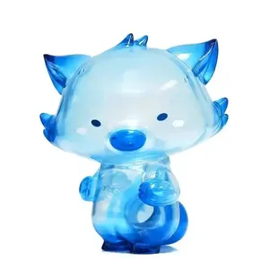 定制3D打印聚氯乙烯玩具人物半透明画乙烯基人物制作透明蓝色狐狸设计师乙烯基人物