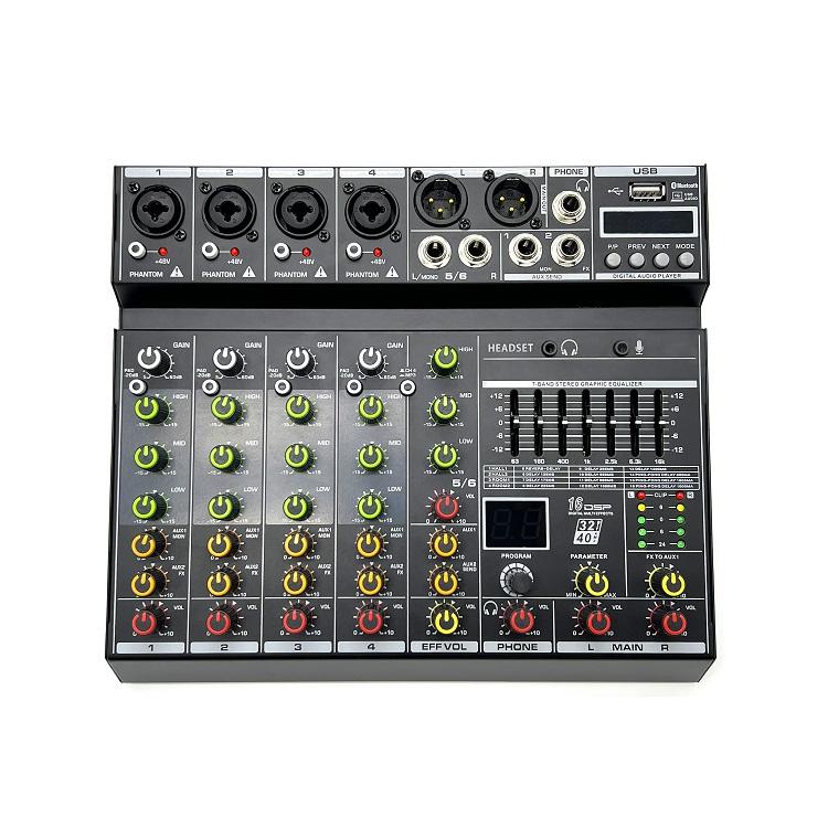 Hot Selling Prx6 Mini Mixing Console 6-channel Professional Audio Mixer For Video & Lighting