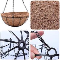C75 panier de jardinière suspendu rond en métal décoration de jardin intérieur et extérieur avec chaîne de revêtement en coco coco pour pépinière à domicile