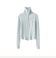 Pull en cachemire à col roulé et fermeture éclair intégrale, coupe ajustée, motif à rayures, pour toutes les saisons, conçu par des designers OEM