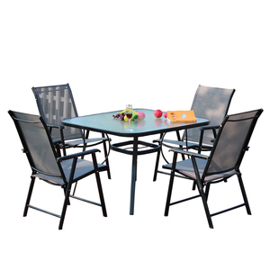 juegos <span class=keywords><strong>de</strong></span> muebles <span class=keywords><strong>de</strong></span> jardín al aire libre comedor silla plegable mesa cuadrada mesa <span class=keywords><strong>de</strong></span> <span class=keywords><strong>4</strong></span> asientos jardín patio mesa plegable 5 p - Product Image 1