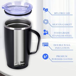 Gobelet isotherme en acier inoxydable de 20 oz avec poignée, tasse de voyage sous vide, tasse à café anti-fuite pour le bureau et l'extérieur - Product Image 3