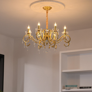 Lustre en fer pour salon de style campagnard américain, luminaire pour salle à manger et chambre de villa, lampe suspendue en cristal de style européen simple - Product Image 3