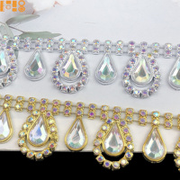 Nouvelle chaîne en plastique acrylique en forme de goutte d'eau de 2,7 cm, à coudre, avec strass, pour accessoires de vêtements de fête du rentrée scolaire au Texas et de carnaval