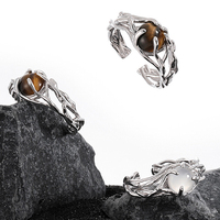 Feine Tigerauge Unregelmäßige Filigran-Ringe für Frauen 925 Sterling Silber Mode Mädchen Edelstein-Ring Designer Maßgefertigter Schmuck