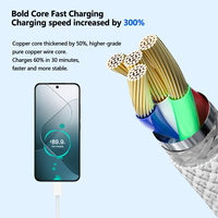 Nuevo Cable USB Tipo C a Tipo C de Nailon Trenzado de 60w con Carga Rápida PD 2.0 para Productos Electrónicos