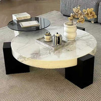 Ensemble de tables basses modernes de luxe écologiques et durables avec plateau en marbre, nouveau design simple, mobilier de salon haut de gamme