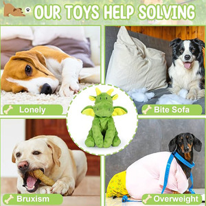 Squeaky sang trọng khủng long với Crinkle giấy nhồi bền vật nuôi tương tác nhai Đồ chơi màu xanh lá cây khủng long hình dạng con chó đồ chơi - Product Image 2