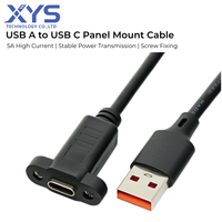 Câble USB 5A mâle A vers USB C femelle à montage sur panneau avec gaine en PVC à double blindage en cuivre pur et fixation par vis
