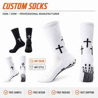 Chaussettes de sport personnalisées ODM, antidérapantes avec semelle à picots, athlétiques, professionnelles, à thème religieux, tricotées, avec bordure épaisse et base renforcée