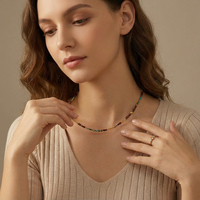 Perhiasan Bingxin Bohemian DIY Kalung Baja Anti Karat Fashion Manik-Manik Batu Alam Warna-Warni Rantai Campuran Batu Kalung Custom