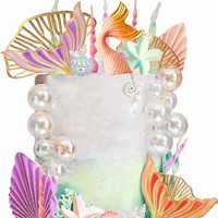 Décoration de gâteau de quatre sirènes acrylique topper jonc de mer sirène queue de poisson décoration de gâteau de thème de sirène