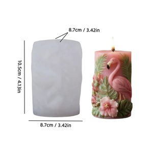 Flamingo Relief Scented <b>Candle</b> <b>Mold</b> Cylindrical Silicone <b>Mold</b> For DIY Home Decoration And Cake Making - Product Image 5