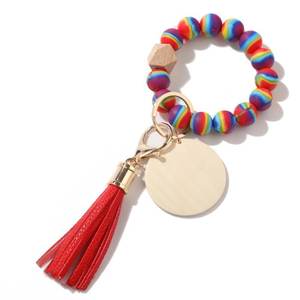 2025 nuevo llavero de cuentas de silicona personalizado monograma borla llavero regalo para mujeres listo para enviar - Product Image 3