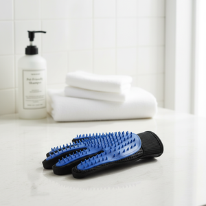 Guante de aseo para mascotas, guante de masaje de 5 dedos, guante removedor de pelo para mascotas, cepillo de baño para gatos y herramienta de masaje para la limpieza de mascotas - Product Image 1