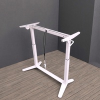 Bureau debout moderne à deux pieds en fer, table d'ordinateur réglable pneumatiquement avec plateau inclinable, mobilier de bureau commercial