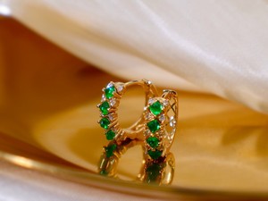 Xinfly Fine Jewelry 18k Real Yellow Gold Natural Gemstone <b>Emerald</b> Earring and Ring for Women - Product Image 1