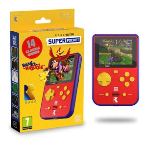 Console portable Super Pocket Rare Edition rechargeable, 14 jeux intégrés, batterie intégrée, rouge et bleu - Product Image 2