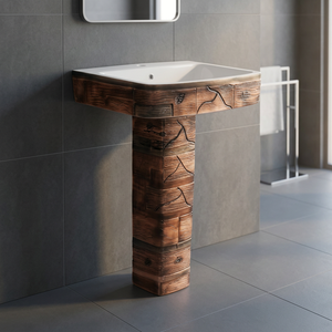 Cuvette de toilette en céramique monobloc de style européen, housse de siège souple à effet bois, réservoir dissimulé, sanitaires pour toilettes - Product Image 5