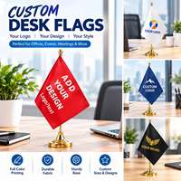 Drapeau de table personnalisé en polyester rectangulaire réglable avec impression numérique, pour bureau, avec mât en acier inoxydable – Fournisseur d'usine