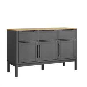 <b>Modern</b> <b>Sideboard</b> In <b>Grey</b> Solid Pine Wood With Wooden Handle For Dining Room Furniture - Product Image 1