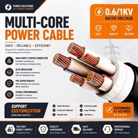 Cable de Alimentación Trifásico de 5 Hilos, 3 Núcleos + 2 Cables de Tierra Neutros, 0.6/1kV YJV, Cable de Cobre para Suministro Industrial y de Edificios