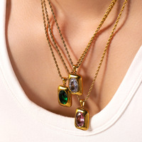 Collier tendance pour femme en acier inoxydable plaqué or 18 carats avec zircon, chaîne torsadée, chaîne de clavicule, bijou élégant, cadeau