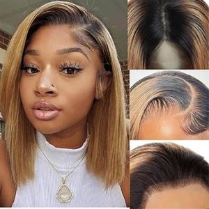 Perruque Bob à coupe émoussée en cheveux vietnamiens bruts avec couleur <span class=keywords><strong>de</strong></span> <span class=keywords><strong>clé</strong></span> <span class=keywords><strong>de</strong></span> piano HD Lace Front Glueless <span class=keywords><strong>Double</strong></span> Drawn Straight Short Bob Wigs - Product Image 1