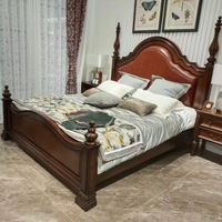 Ensemble de lits de chambre principale en bois massif de style américain, cadre en bois, rembourré, antique, taille king ou queen, classique
