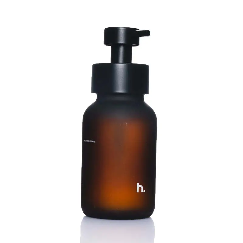 Botol pompa busa sabun kaca, botol kaca busa botol pompa botol kaca kustom 8 Oz ramah lingkungan kosmetik cetakan layar XLD