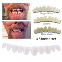 3 ou 4 Teintes /Lot Fausses Dents Temporaires Dentier Appareil Dentaire Prothèse Souple pour un Sourire Parfait Facettes Adhésif Dentaire