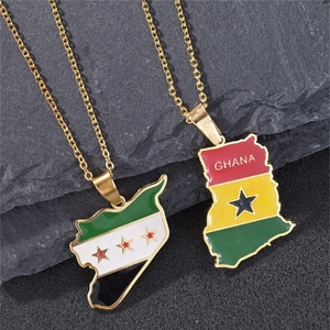 Collares y Colgantes <span class=keywords><strong>de</strong></span> Acero Inoxidable con Mapas Creativos <span class=keywords><strong>de</strong></span> África, Sudamérica, Bolivia, <span class=keywords><strong>Ghana</strong></span> y Banderas Nacionales, Venta al por Mayor - Product Image 2