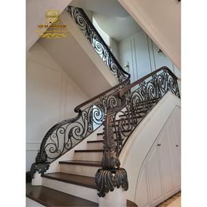 Wrought Iron Railing Neoclassical Modern Stair Railing Indoor High Quality Supplier UV <b>Protected</b> Rust Resistant - Product Image 1