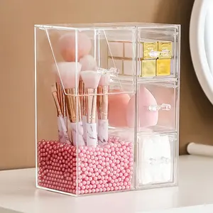 Dustproof Makeup Brush Holder Organizer Acrylic Brushes Storage Box with Drawers