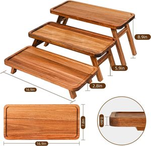 Bandeja de Servir de Madera de 3 Niveles, Plegable, para Exhibición de Postres, Decoración, Tabla de Charcutería para Fiestas, Cumpleaños, Bodas, Navidad - Product Image 2