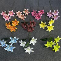 Bunga Lily Meja Dekoratif Buatan 3D dengan Bunga Lily untuk Dekorasi Pernikahan, Natal, Wisuda