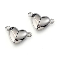 Fermoir magnétique en forme de cœur lisse en gros, pendentif DIY, accessoires pour bracelet de couple en forme de cœur, composants de bijoux pour sac