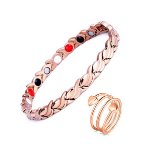 Ensemble de bijoux pour femme : Bague Cœur et Bracelet Magnétique Épi de Blé en Acier Inoxydable – Accessoire Cadeau Tendance - Product Image 5