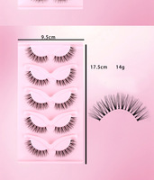Faux cils volumineux 5D à tige transparente en cheveux synthétiques, lot de cinq paires, invisibles et sans trace