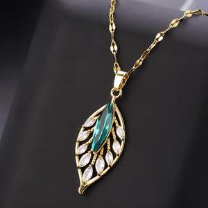 Trendy Jewelry Design 18k Gold Plated Necklace Stainless Steel Heart Butterfly Leaf Zircon Pendant Necklace <b>Set</b> for <b>Women</b> - Product Image 4