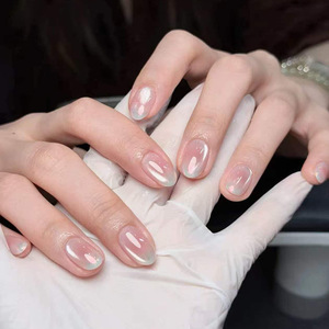 Uñas Postizas Aurora de Calidad Profesional, 30 Piezas, Hechas a Máquina, Efecto Glaseado Iridiscente, Estilo Donut, Translúcidas, Ópalo, Estética Clean Girl - Product Image 1
