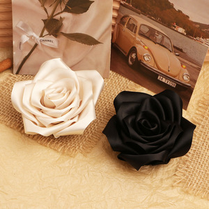 Satin 3D Rose Fabric Hair <b>Clip</b> Elegant DIY Handmade <b>Wedding</b> Accessory - Product Image 3